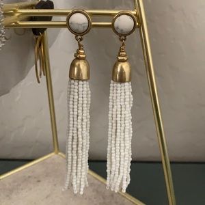 White beaded earrings - can convert to studs